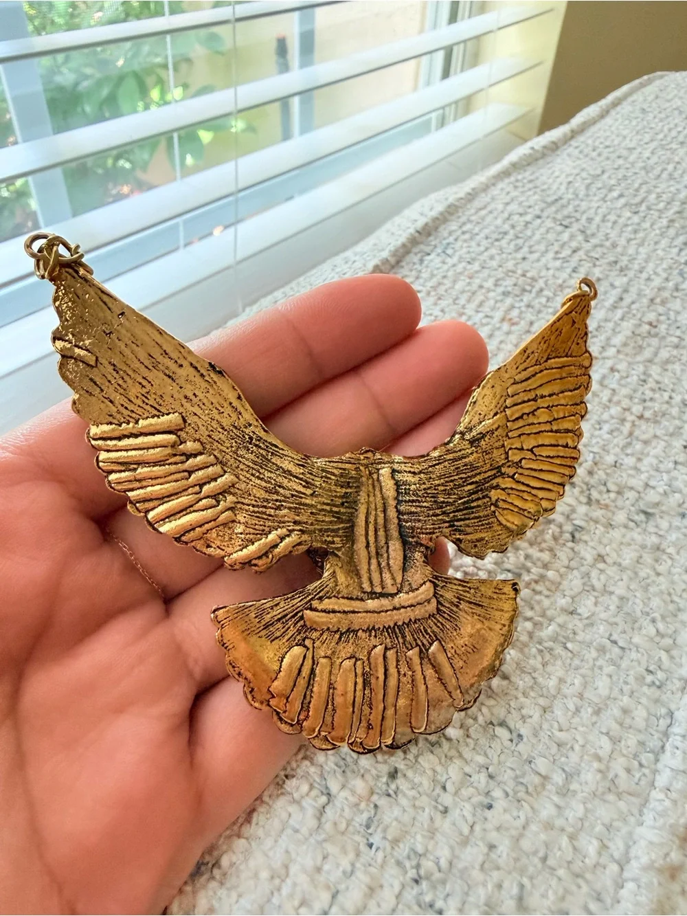 Gold Eagle Statement Necklace - Bold Winged Pendant